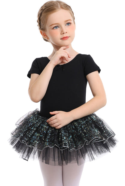 Toddler Dance Short-sleeved Tight Fluffy Jumpsuit.