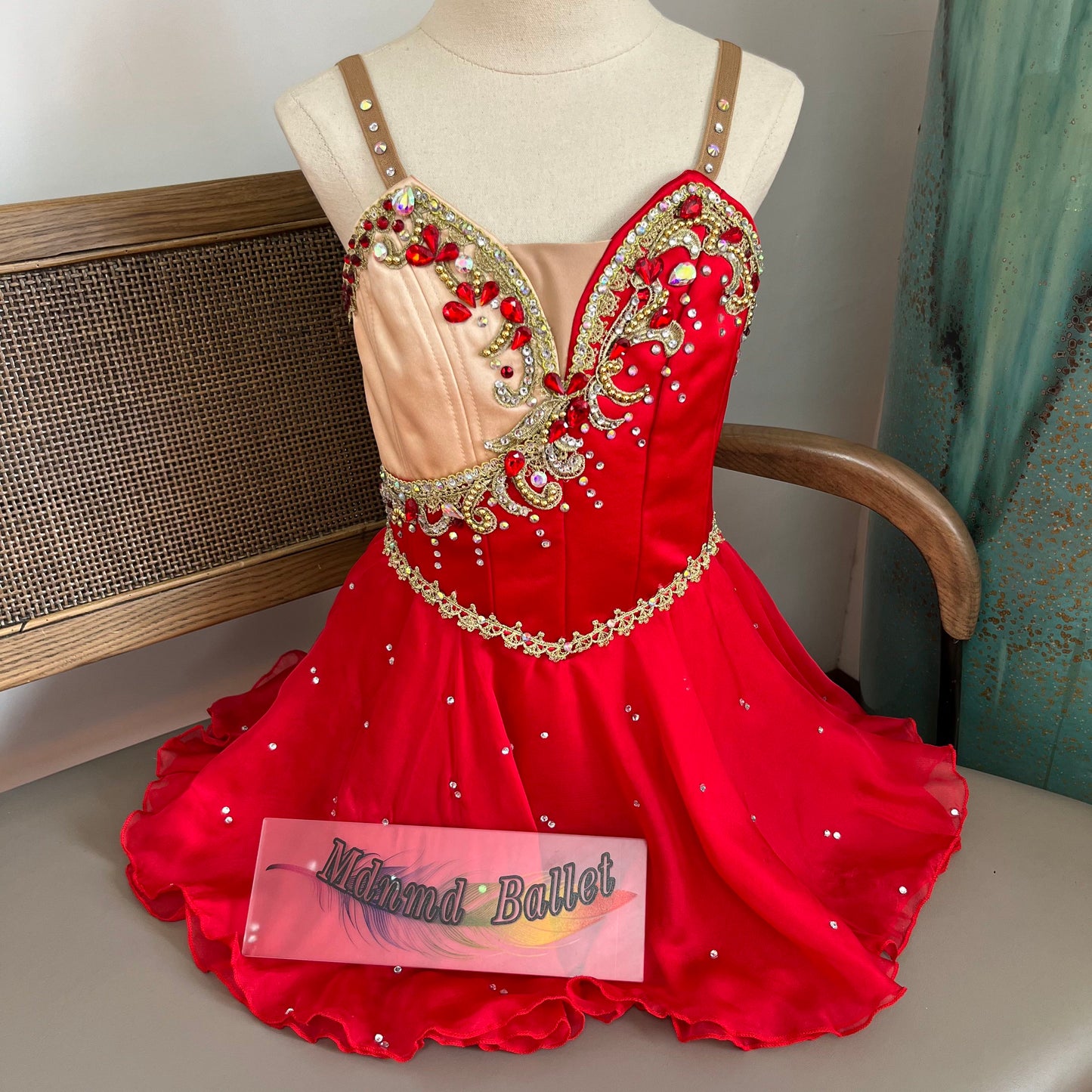 Professional classical ballet tutu. A passionate red Cupid design. Professional ballet dancers' ballet dress.-MDC1079