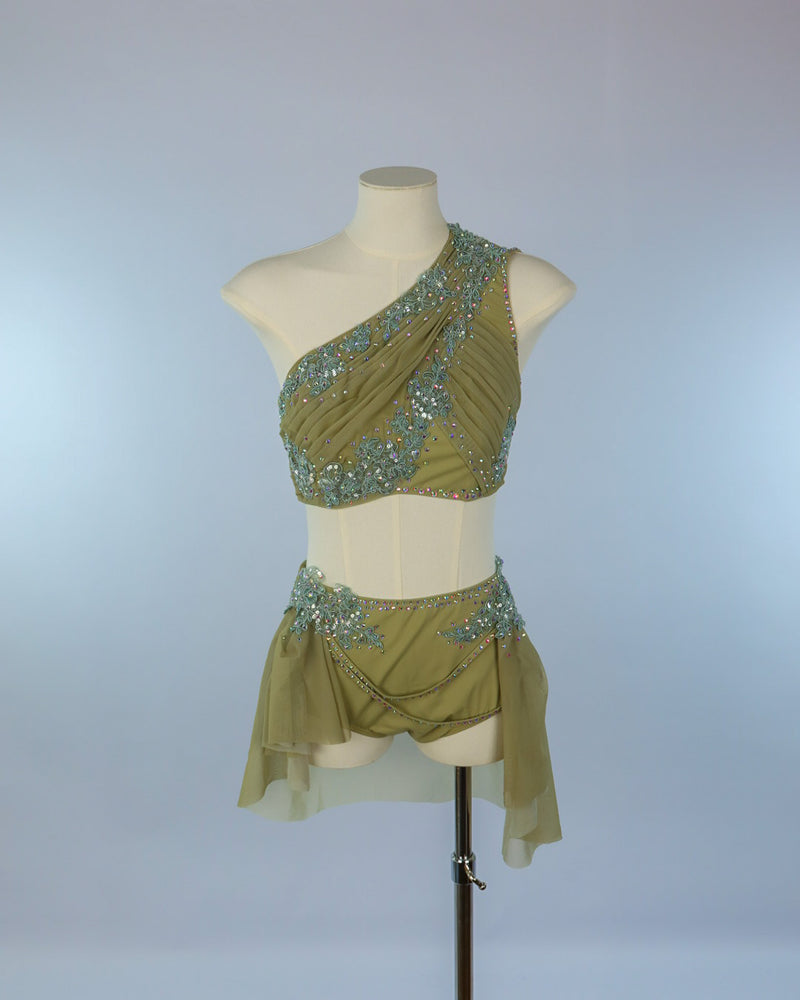 Olive Crystal Two Piece Lyrical Costume