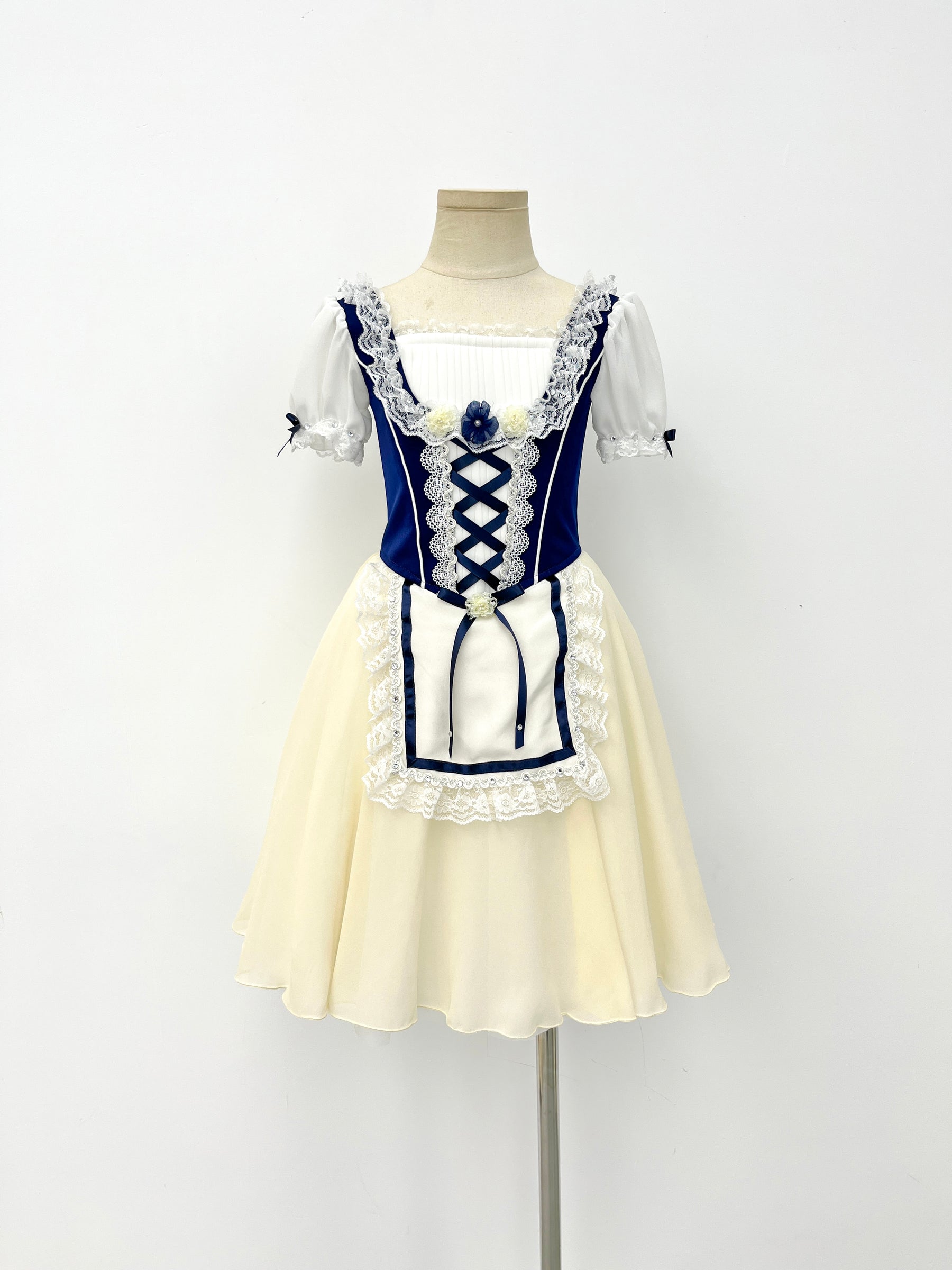 Midnight Ivory Peasant Ballet Dress