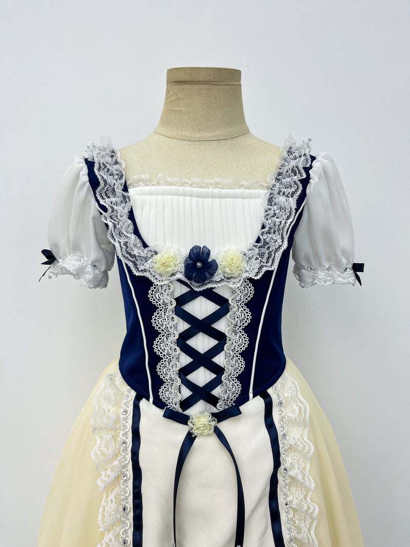 Midnight Ivory Peasant Ballet Dress