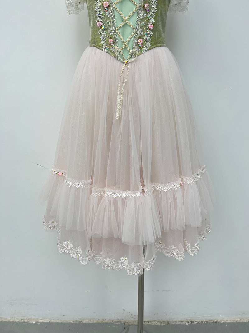Sage Blush Rose Romantic Ballet Dress