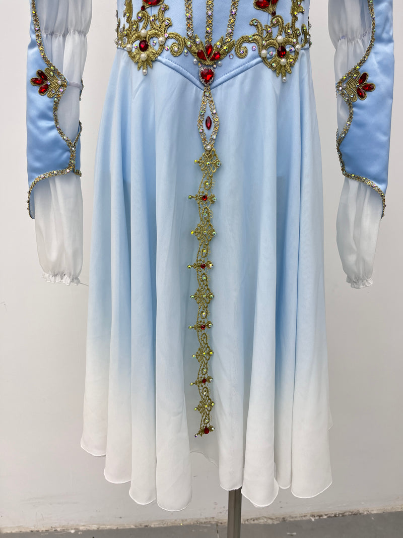 Ice Blue Ruby Long-Sleeve Lyrical Dress