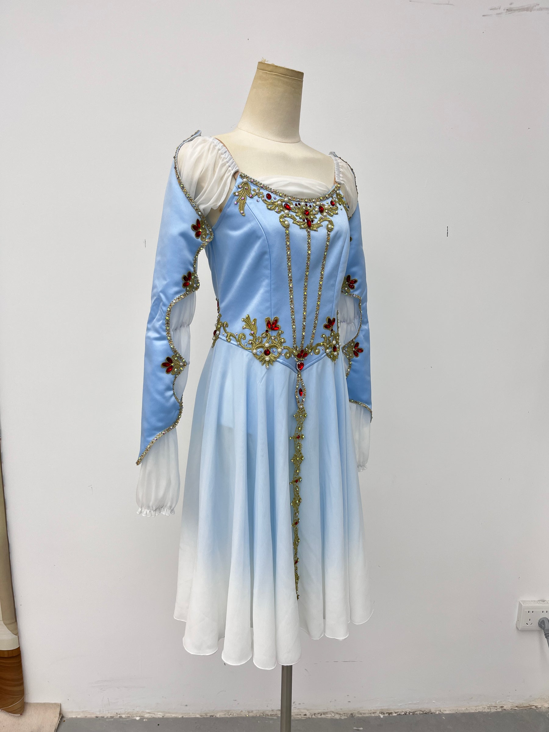 Ice Blue Ruby Long-Sleeve Lyrical Dress