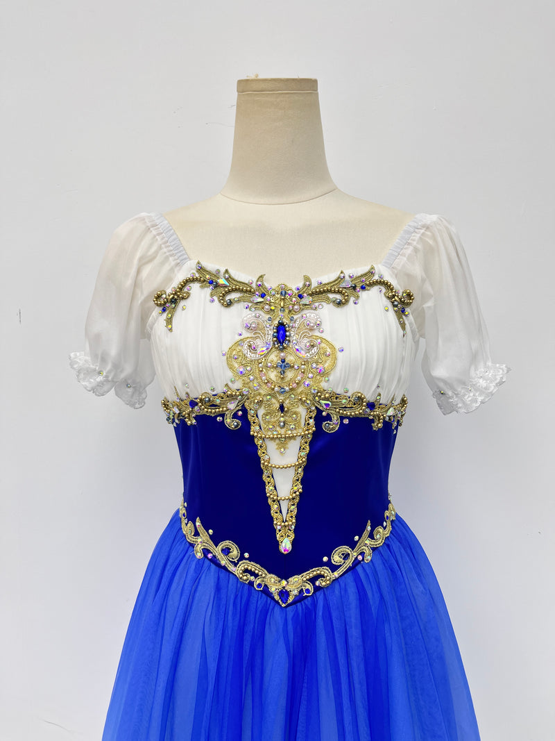 Royal Blue Gilded Peasant Ballet Dress