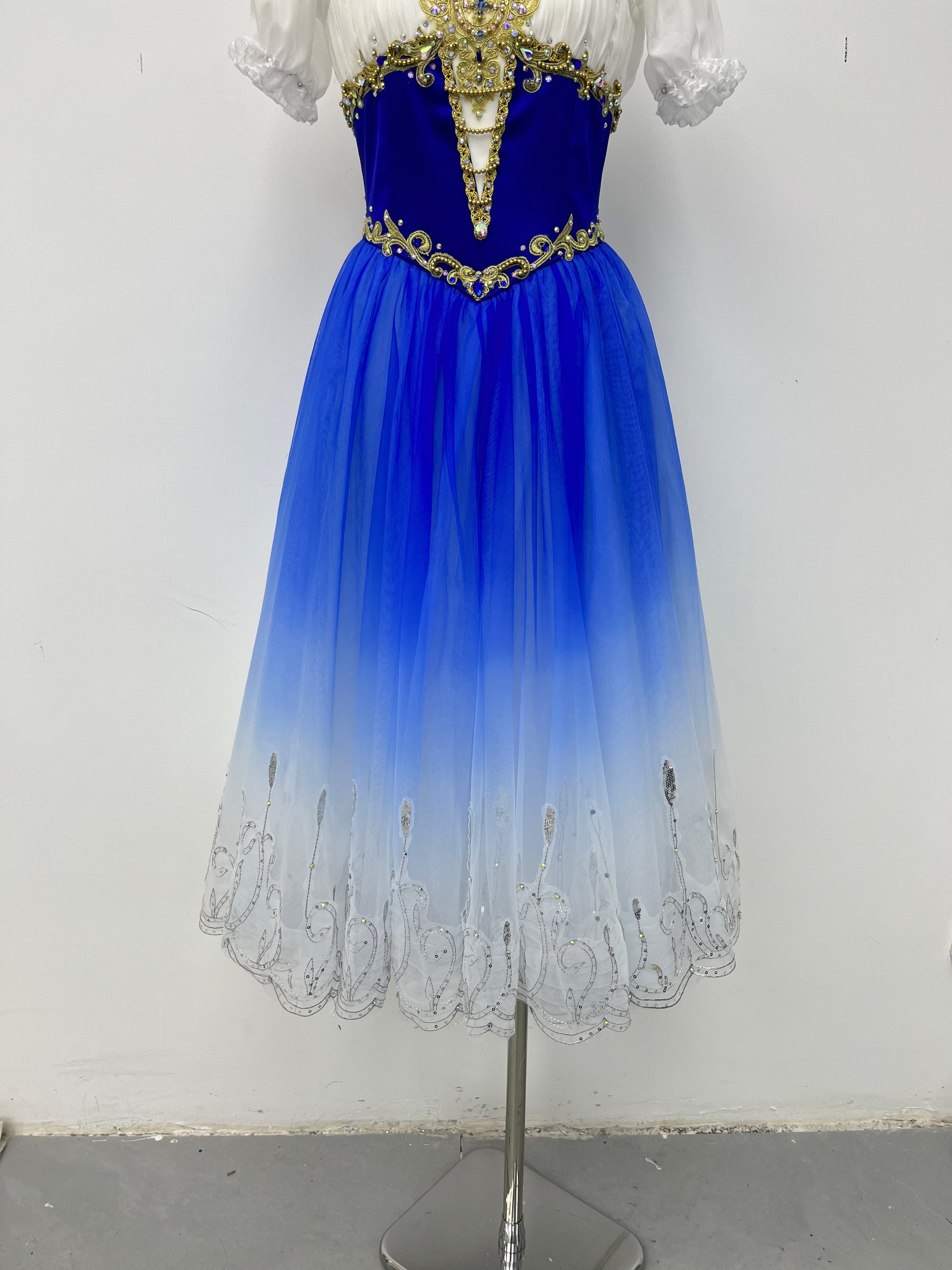 Royal Blue Gilded Peasant Ballet Dress
