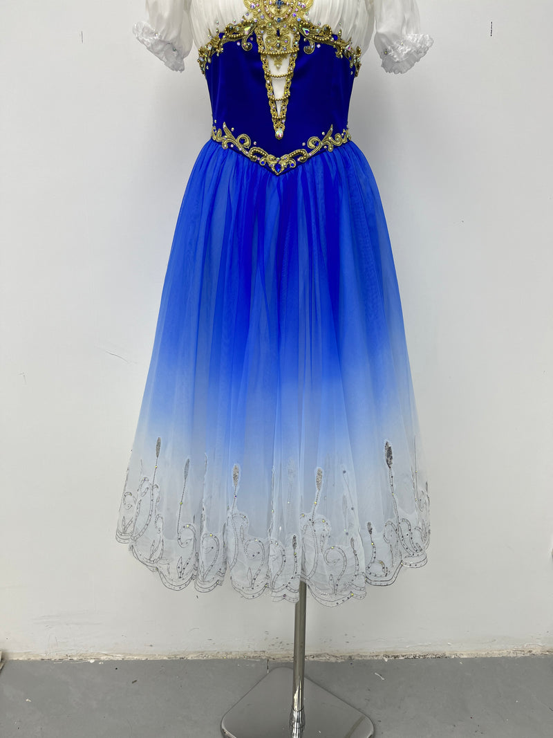 Royal Blue Gilded Peasant Ballet Dress