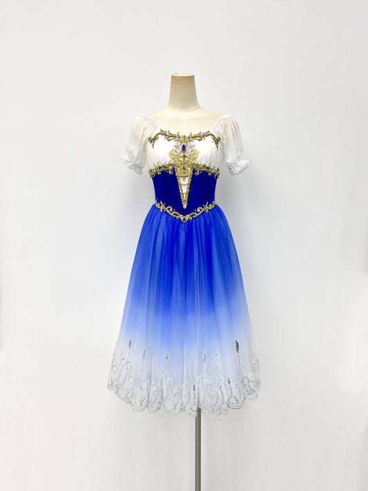 Royal Blue Gilded Peasant Ballet Dress