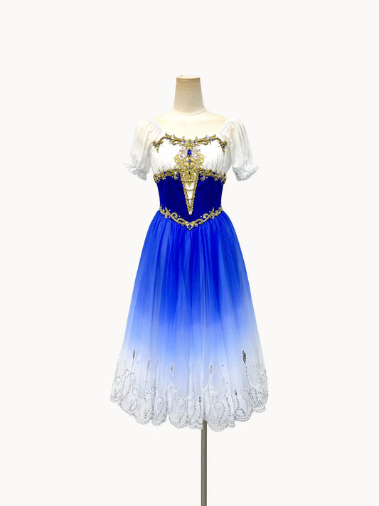 Royal Blue Gilded Peasant Ballet Dress