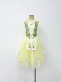 Lemon Sage Floral Peasant Ballet Dress