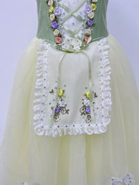 Lemon Sage Floral Peasant Ballet Dress