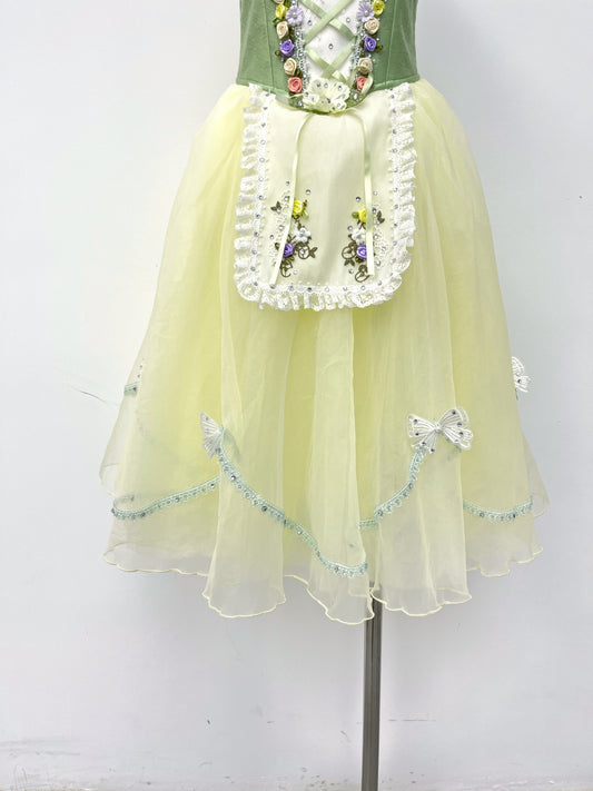 Lemon Sage Floral Peasant Ballet Dress