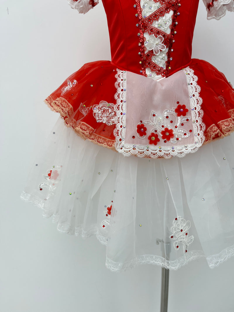Scarlet Flower Peasant Ballet Dress