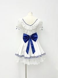 White Navy Bow Sailor Ballet Dress