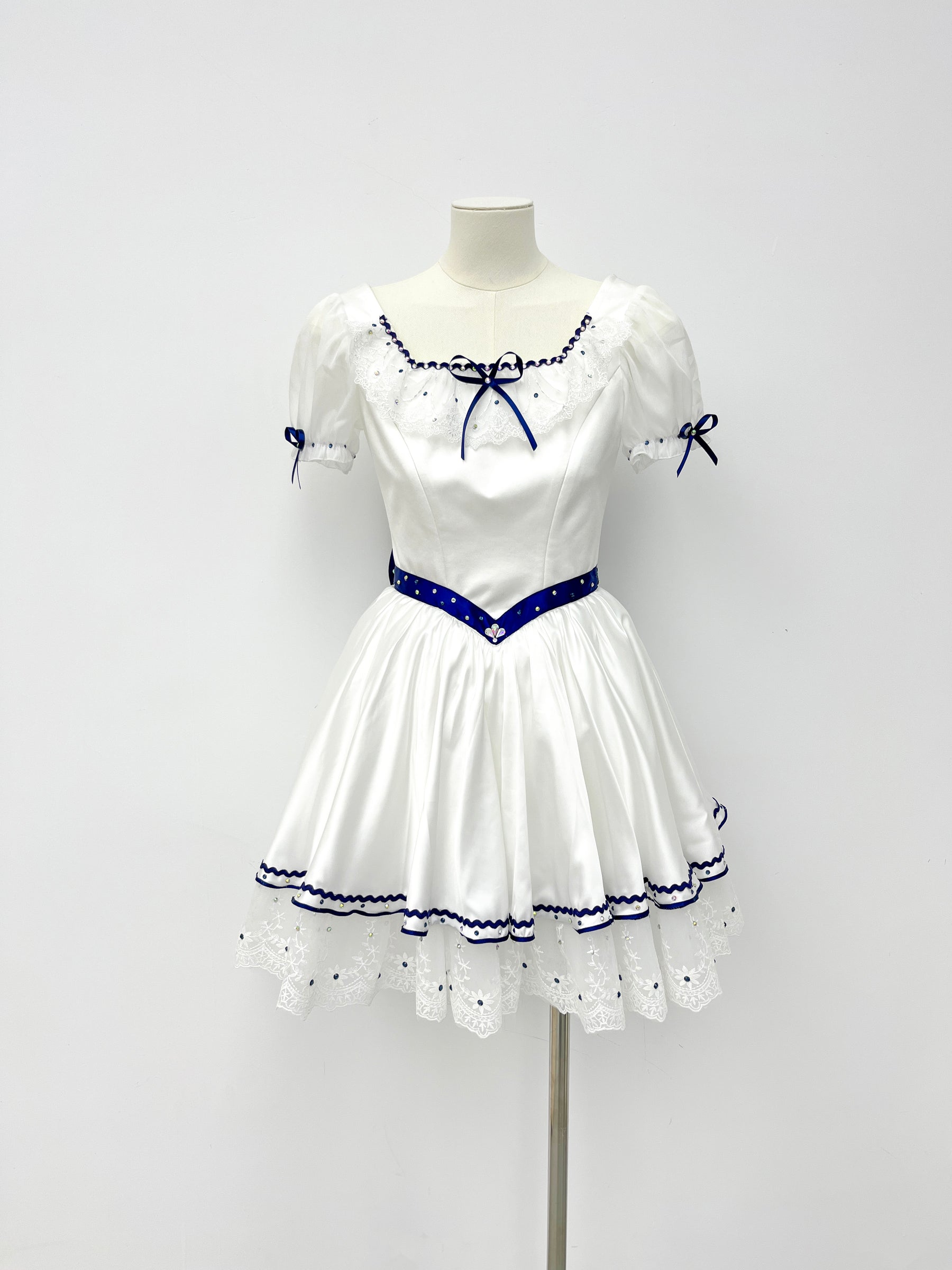 White Navy Bow Sailor Ballet Dress