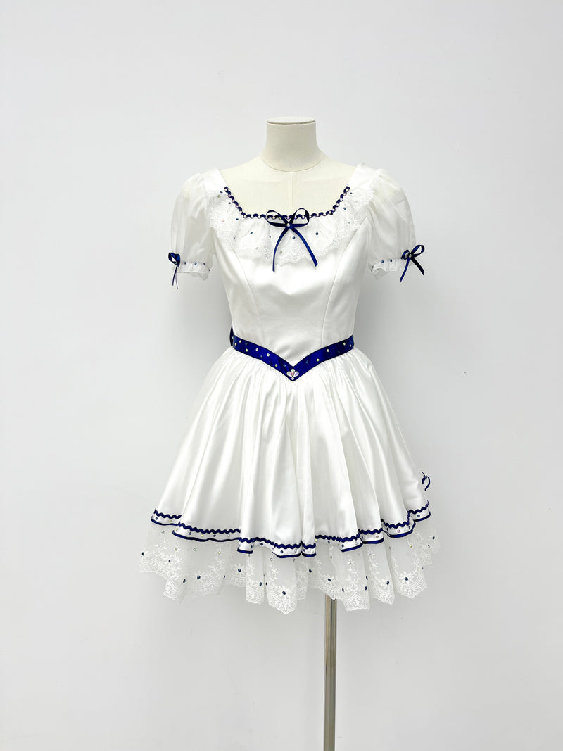 White Navy Bow Sailor Ballet Dress