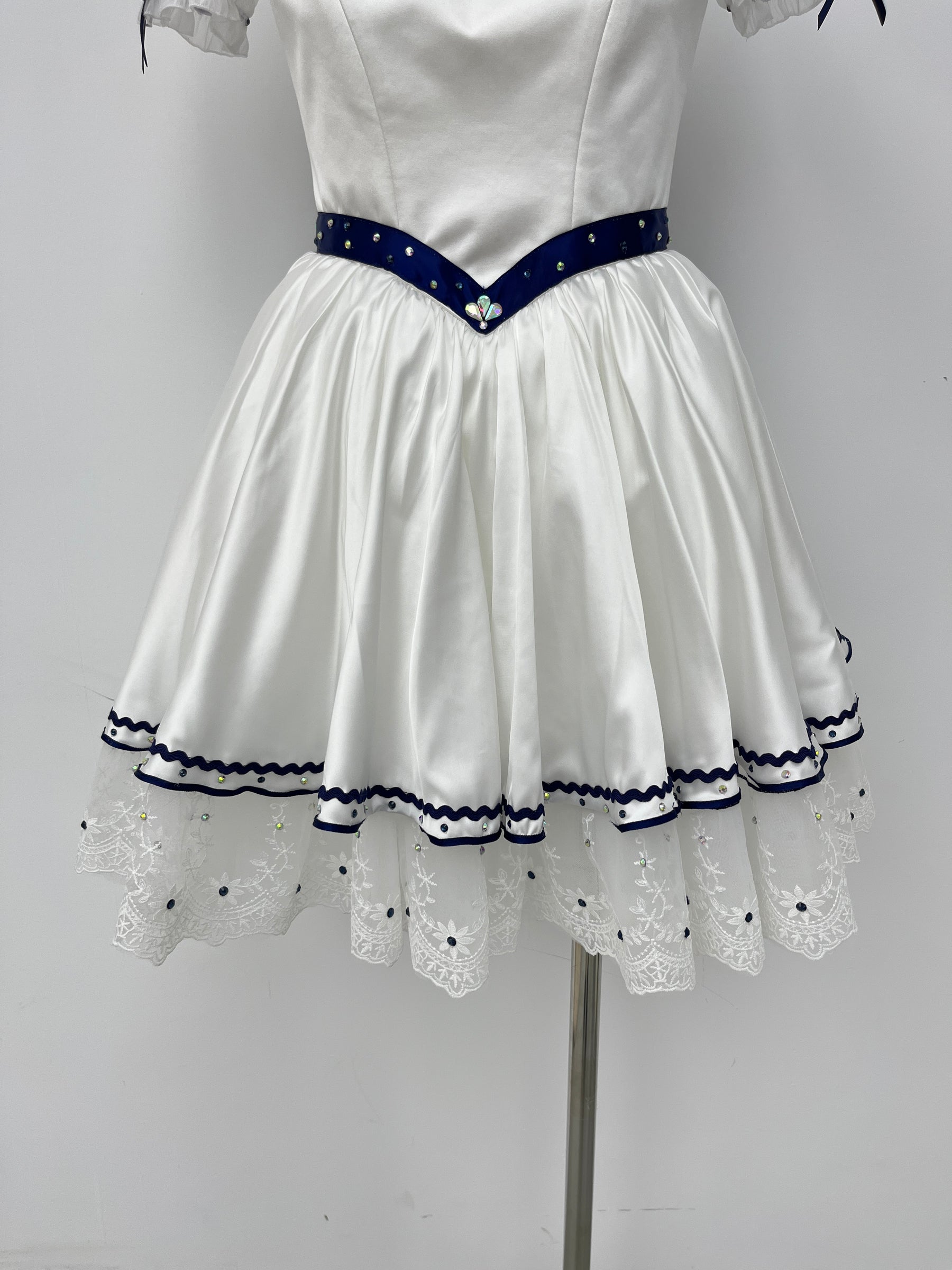 White Navy Bow Sailor Ballet Dress