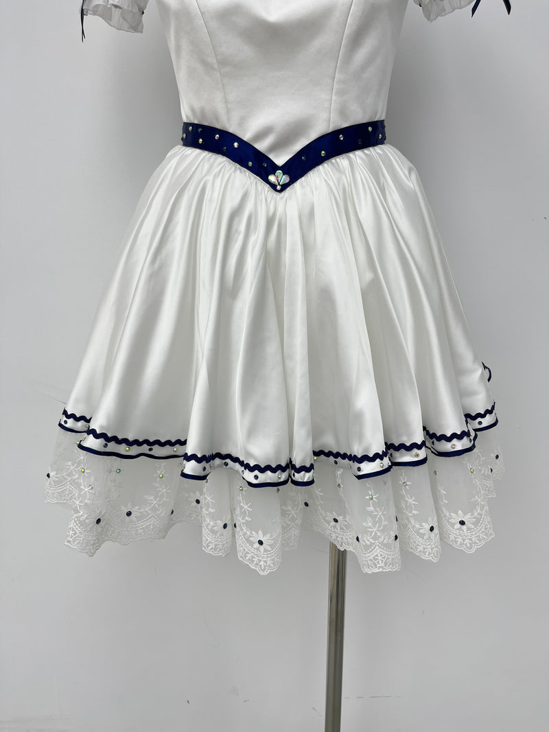 White Navy Bow Sailor Ballet Dress