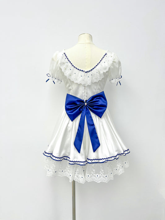 White Navy Bow Sailor Ballet Dress