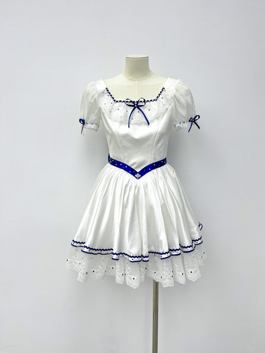White Navy Bow Sailor Ballet Dress