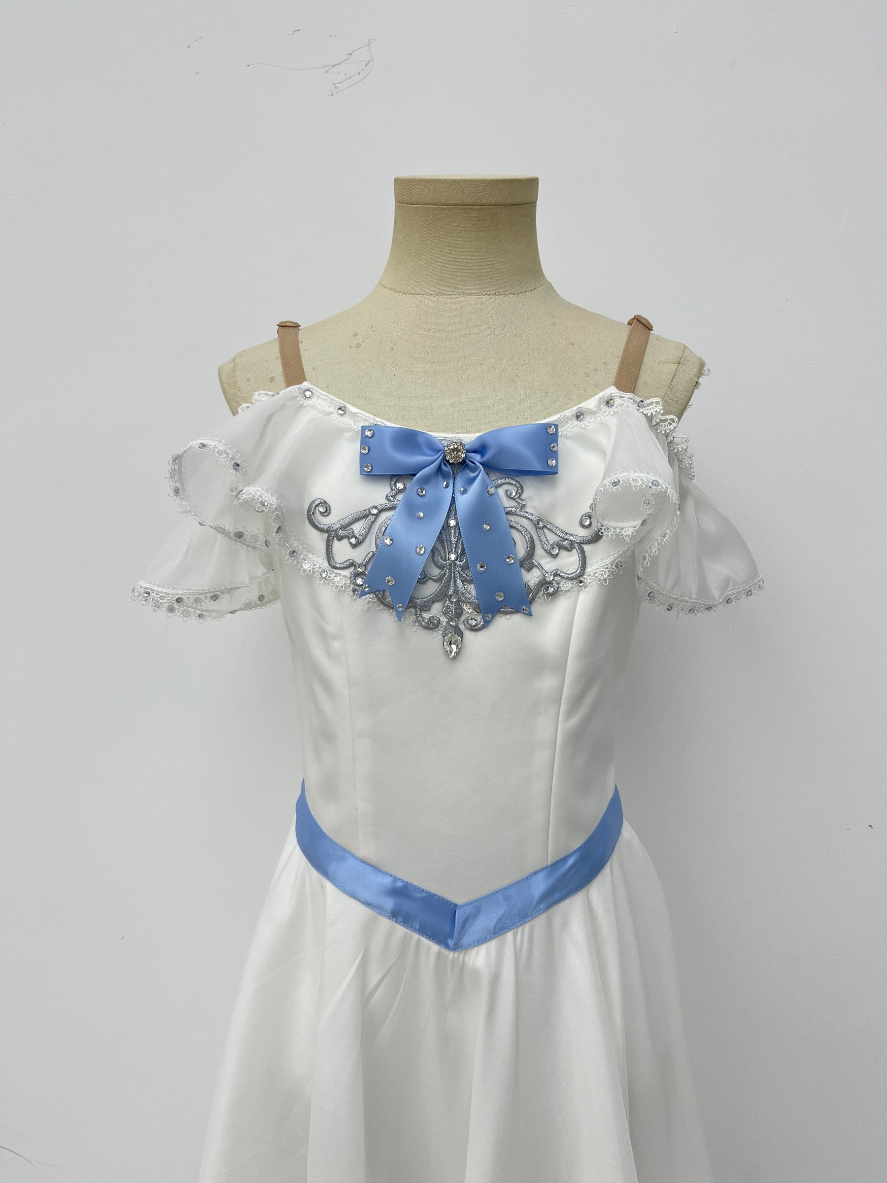 White Blue Bow Lyrical Dress