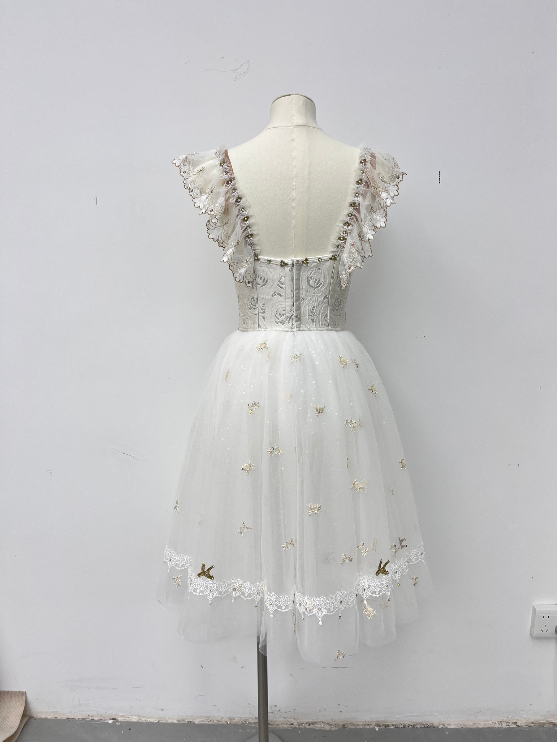 Ivory Gold Ruffle Romantic Ballet Dress