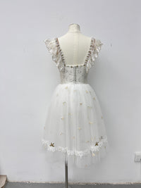 Ivory Gold Ruffle Romantic Ballet Dress