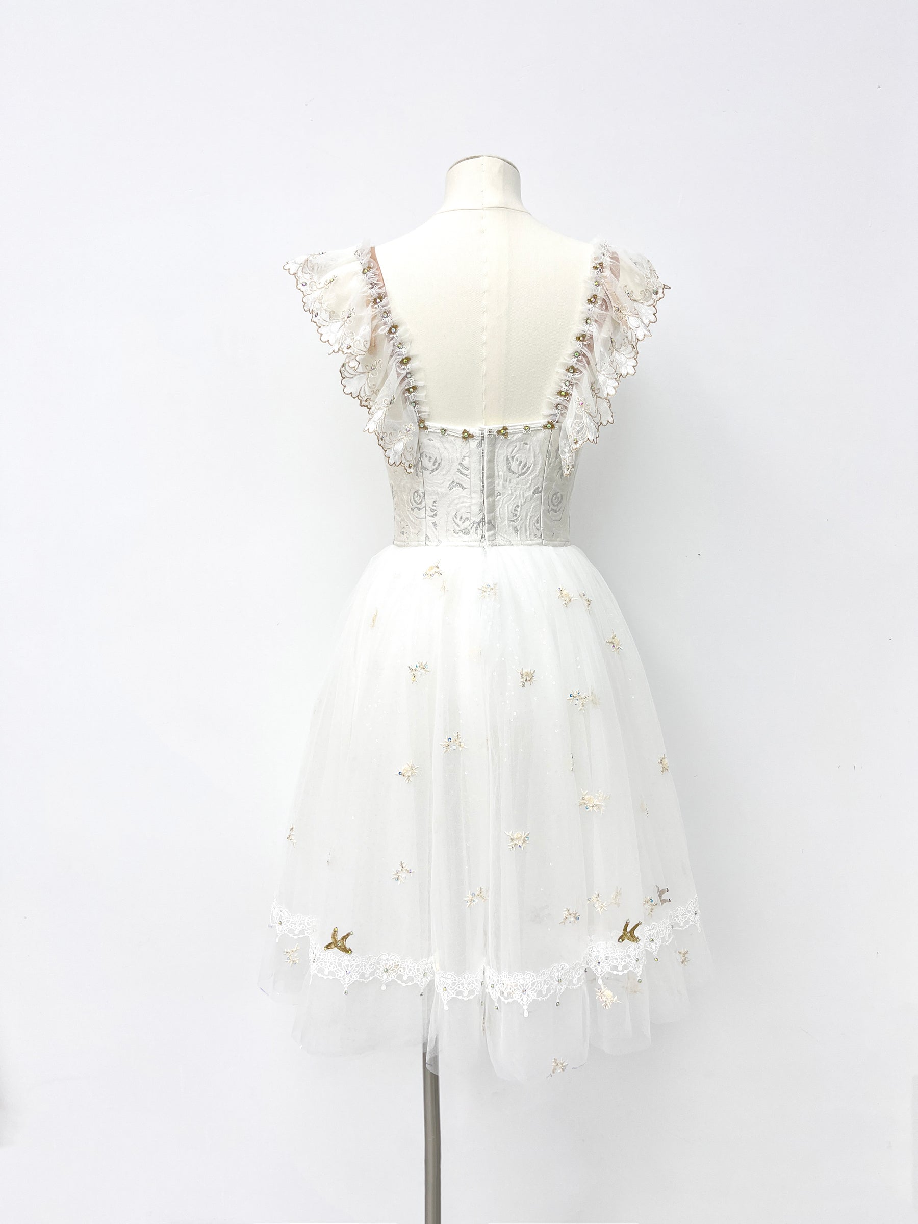 Ivory Gold Ruffle Romantic Ballet Dress