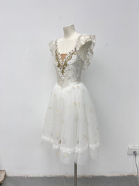 Ivory Gold Ruffle Romantic Ballet Dress