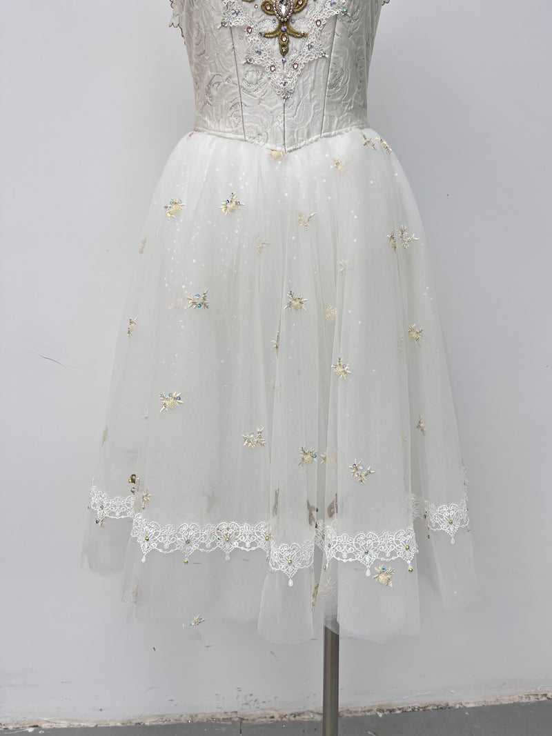 Ivory Gold Ruffle Romantic Ballet Dress