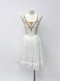Ivory Gold Ruffle Romantic Dress
