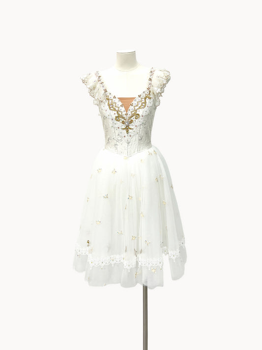Ivory Gold Ruffle Romantic Ballet Dress