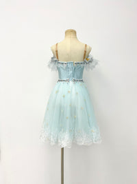 Frost Blue Feather Romantic Ballet Dress