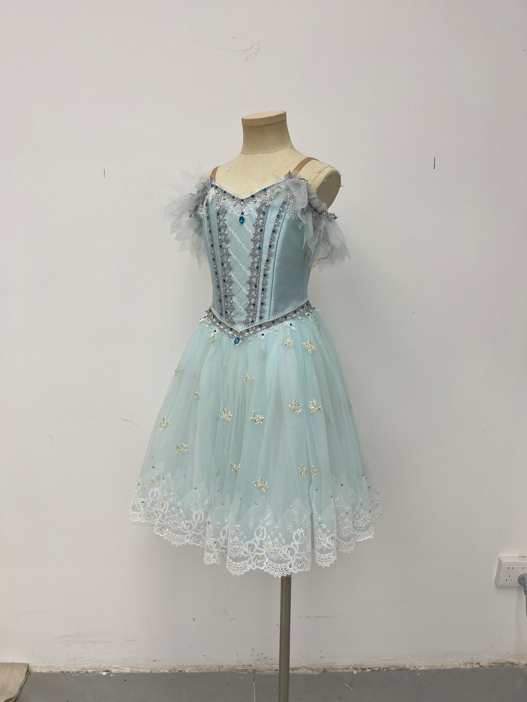Frost Blue Feather Romantic Ballet Dress