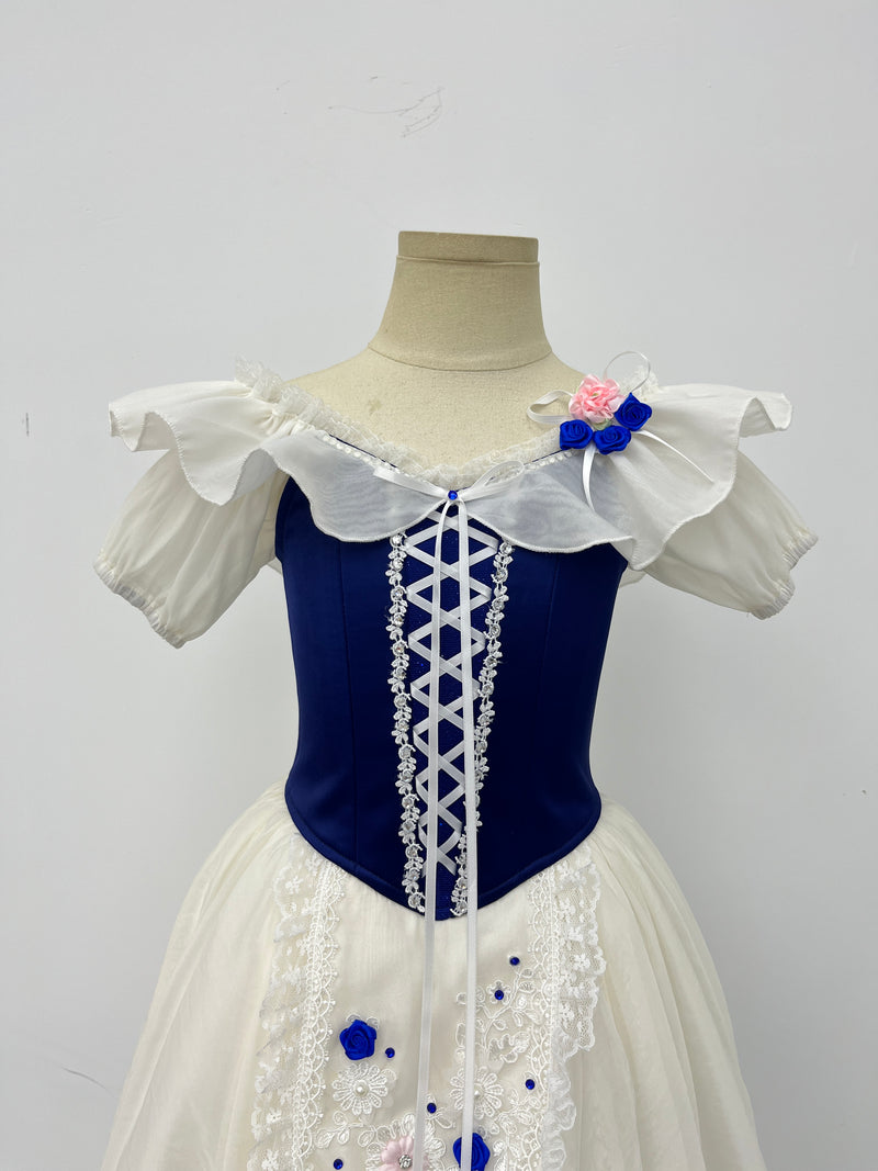 Royal Blue Rose Peasant Ballet Dress