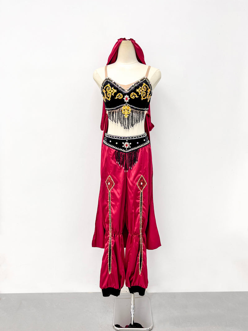 Crimson Arabian Two-Piece Dance Costume