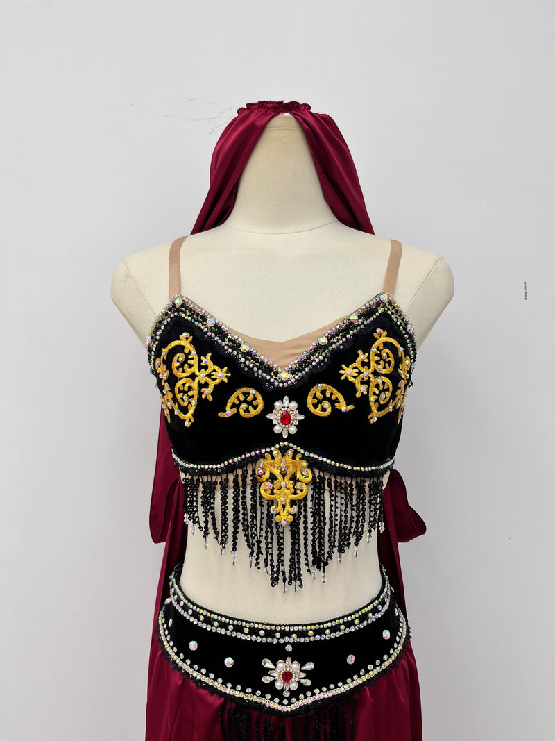 Crimson Arabian Two-Piece Dance Costume