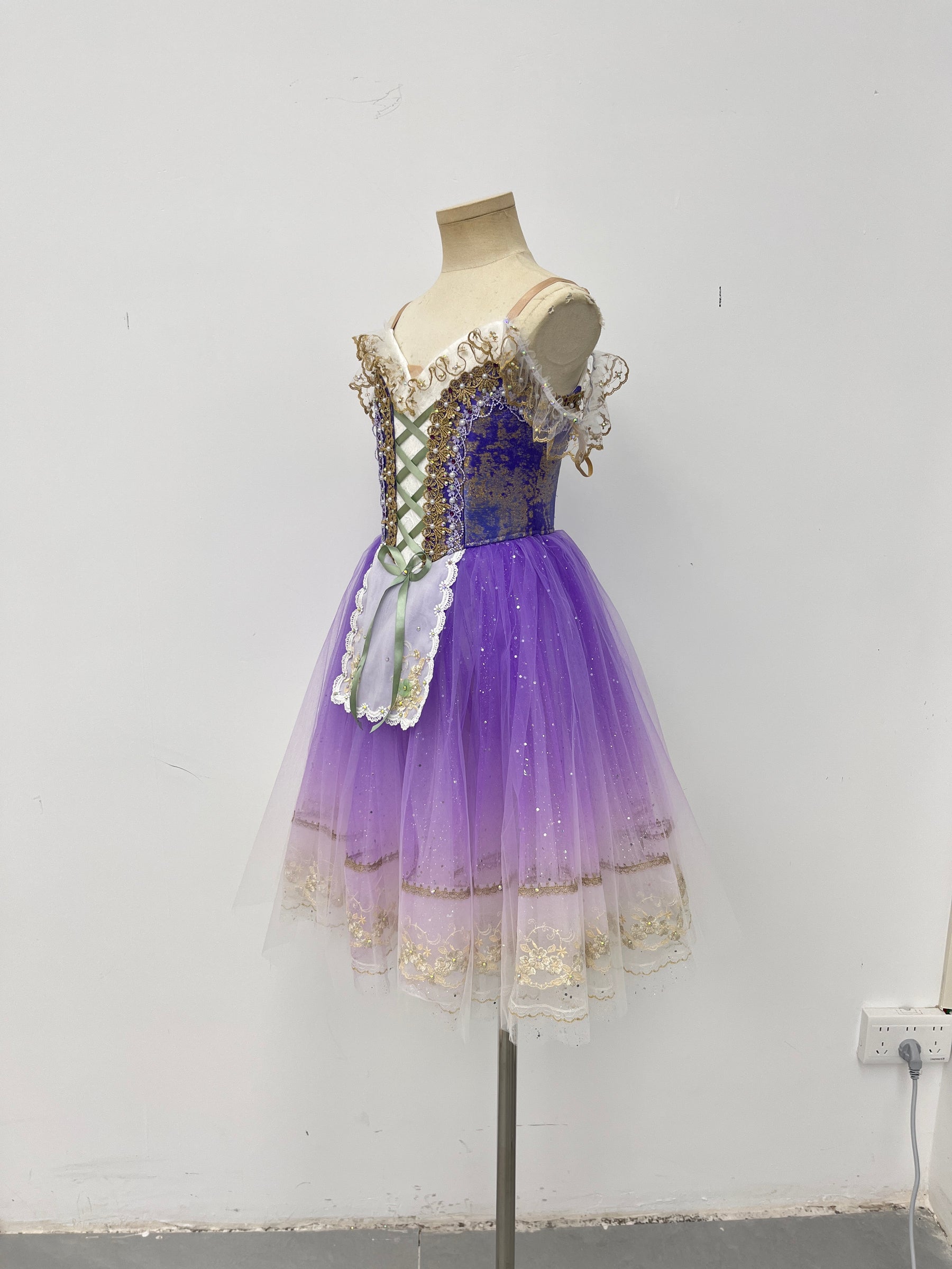 Lavender Gilded Peasant Ballet Dress