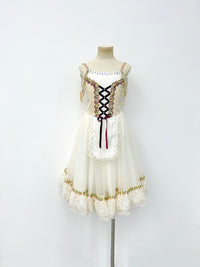 Ivory Burgundy Peasant Ballet Dress