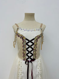 Ivory Burgundy Peasant Ballet Dress