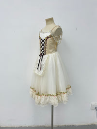 Ivory Burgundy Peasant Ballet Dress