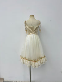 Ivory Burgundy Peasant Ballet Dress