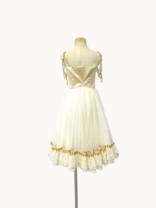 Ivory Burgundy Peasant Ballet Dress