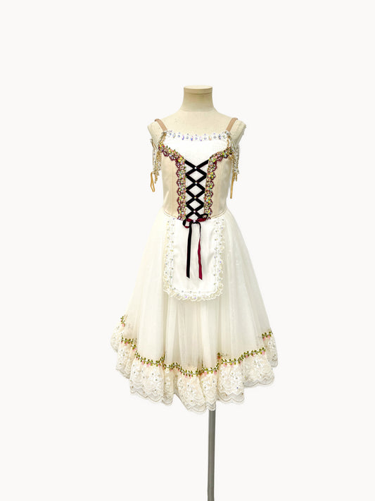 Ivory Burgundy Peasant Ballet Dress