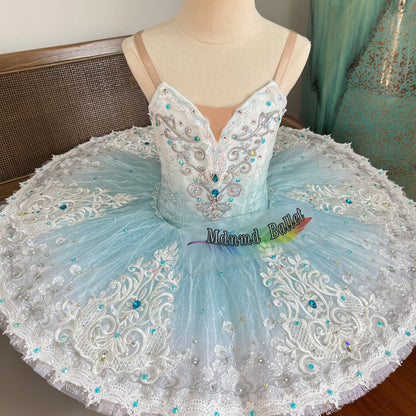 Professional ballet dress.Aqua blue Bluebird-themed ballet dress.Professional ballet dancers' ballet dress.-MDT0421