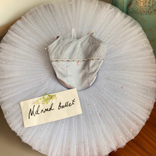 Professional Ballet Dress for Silver Fairy - Handmade Gradient Color with Shiny Rhinestones - Vintage Ballet Dress for Girls and adult-MDT0992