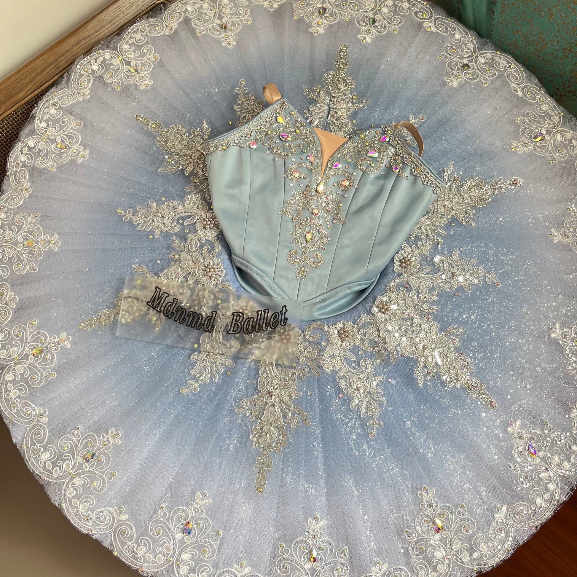 Classic Elegant Professional Ballet Dress with Lace and Rhinestones, Ideal for Silver Fairy Performances-MDT1050 S Classic Elegant Professional Ballet Dress with Lace and Rhinestones, Ideal for Silver Fairy Performances-MDT1050 S