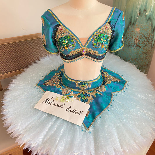 Exquisite Hand - Embellished Turquoise Ballet Costume: A Dream for Dancers-MDT1188