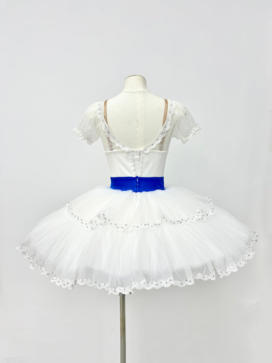 White Royal Blue Ribbon Classical Tutu