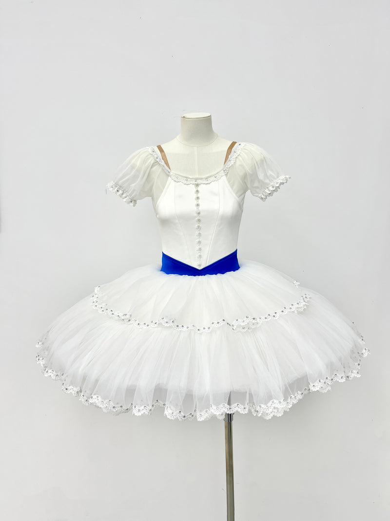 White Royal Blue Ribbon Classical Tutu